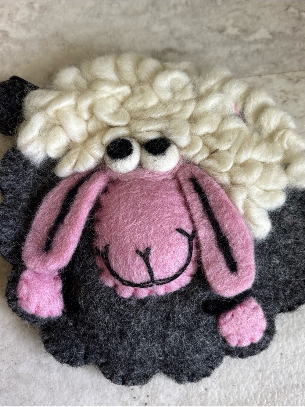 Hand Felted Sheep Coin Purse- Adorable, Whimsical-  White Hair / Charcoal Body